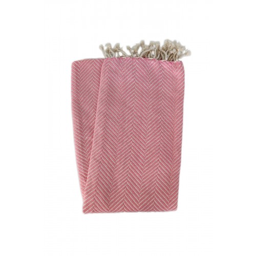 Peştemal, %100 Pamuk , Kara Tezgah El Dokuması, Zigzag Desen Pembe , Plaj Havlusu , Banyo Havlusu