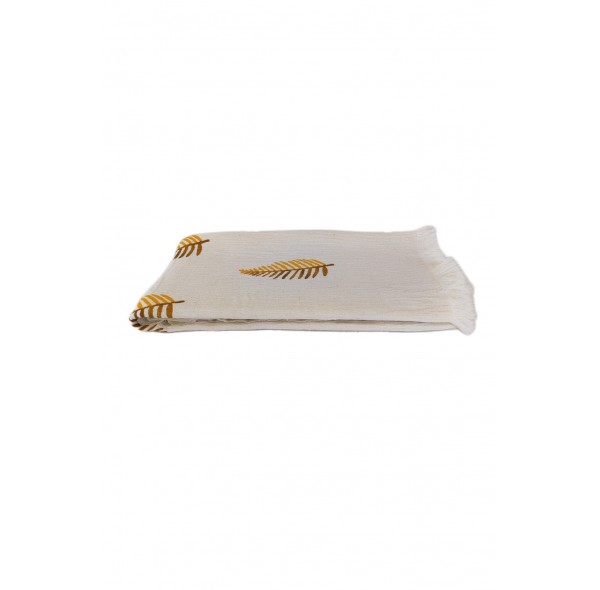 Müslin Peştemal, Baskılı Yaprak Desen, Naturel %100 Pamuk 100 x180, Plaj Havlusu, Banyo Havlusu